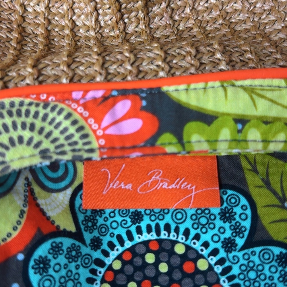 Vera Bradley Flower Straw Bucket Tote Shoulder Bag - Picture 7 of 8